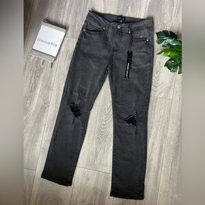 Project civility distressed straight leg jeans in color storm. Size 10 NWT!